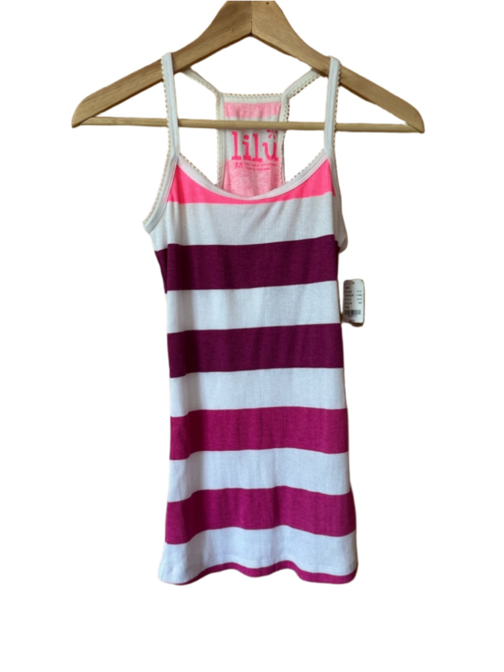 Vintage Y2K Lilu Pink & White Stripe Tank size medium
